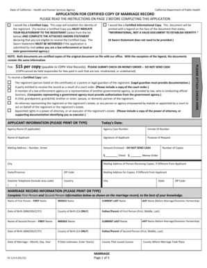California Marriage Record Application