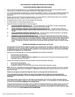 California Marriage License Application