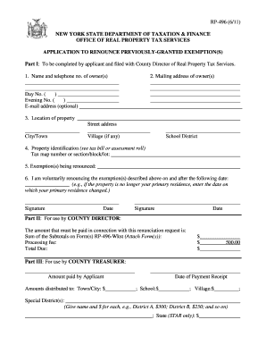 New York State Property Tax Exemption Renunciation Form