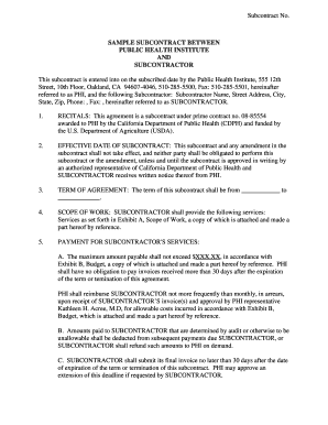 California Subcontract Agreement Template