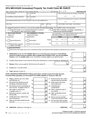 Michigan Homestead Property Tax Credit Claim
