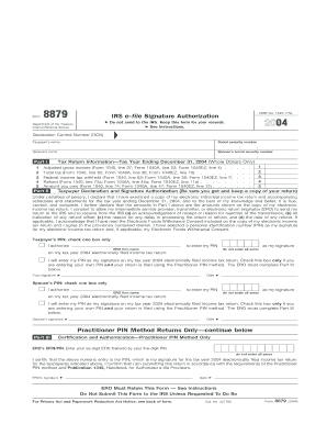 IRS e-file Signature Authorization Form 8879