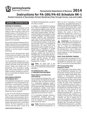PA-20S/PA-65 Schedule RK-1