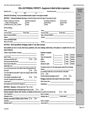 California Medi-Cal Real and Personal Property Supplement