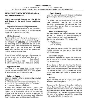 Arizona Traffic Ticket Resolution Form
