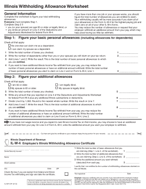 Illinois Employee Withholding Allowance Form
