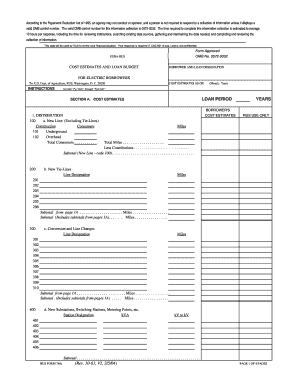 USDA RUS Cost Estimates and Loan Budget Form