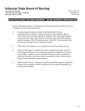 Arkansas Nursing License Endorsement Application