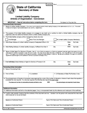 California LLC Articles of Organization Conversion