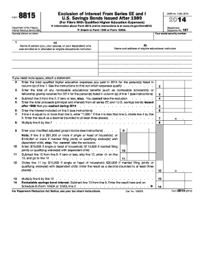 Form 8815 Exclusion of Interest From Series EE and I