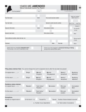 Maine Amended Individual Income Tax Return