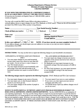 Arkansas DHS Change Report