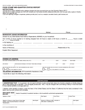 California Food Stamp Mid-Quarter Status Report