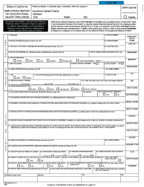 State of California OSHA Case No. EMPLOYER'S REPORT - dir ca