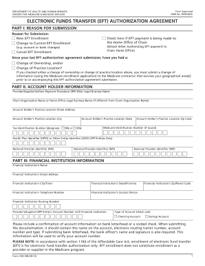 CMS-588 EFT Authorization Agreement