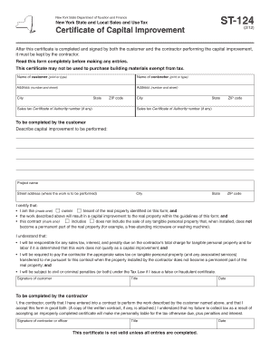 New York State Capital Improvement Certificate