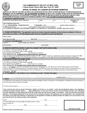 Appeal of Denial of Senior or Veteran Exemption