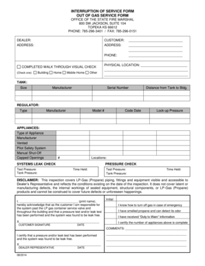 Kansas Propane Gas Service Interruption Form