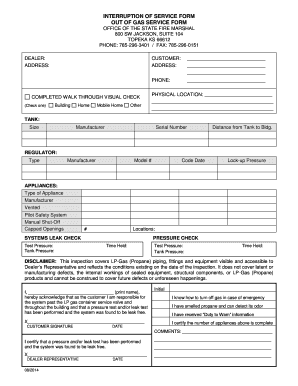 Kansas Propane Gas Service Interruption Form