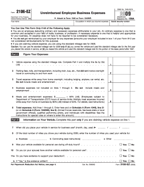 Form 2106-EZ Unreimbursed Employee Business Expenses