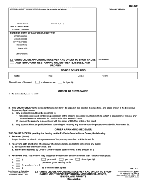 Ex Parte Order Appointing Receiver and Order to Show Cause
