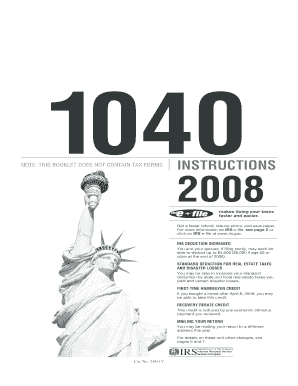 IRS Form 1040 Instructions 2008