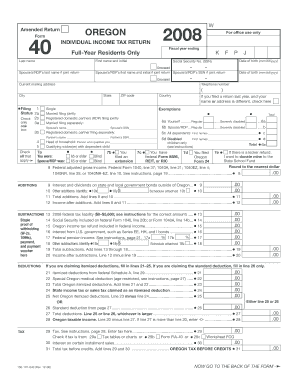 Oregon Individual Income Tax Return Form 40