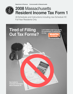 2008 Massachusetts Resident Income Tax Form 1