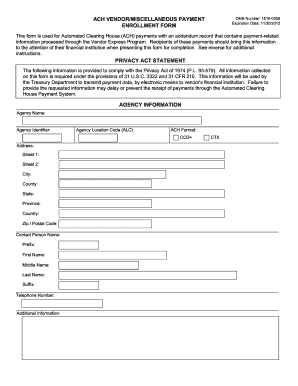 ACH Vendor/Miscellaneous Payment Enrollment Form