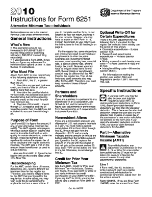 Instructions for Form 6251 (2010)