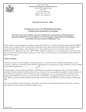 New York Renewal Lease Rider
