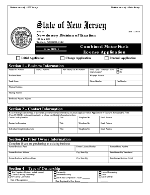 New Jersey Motor Fuels License Application