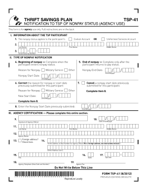 TSP-41 Nonpay Status Notification