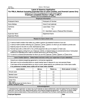 Michigan FMLA Leave of Absence Application