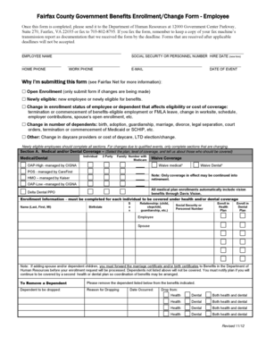 Fairfax County Employee Benefits Enrollment Form