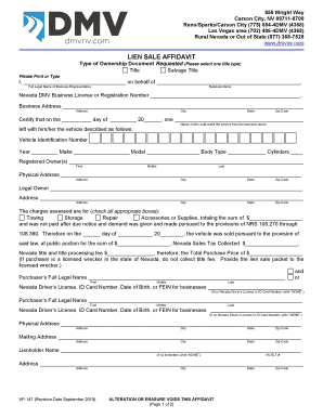 Nevada Lien Sale Affidavit