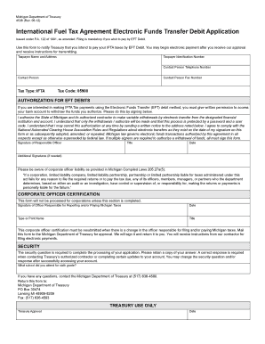 Michigan IFTA Electronic Funds Transfer Debit Application