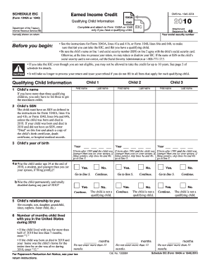 Schedule EIC Form 1040A or 1040