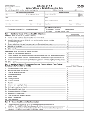Connecticut Schedule CT K-1 Form