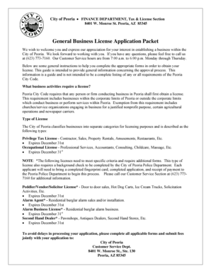 City of Peoria Business License Application