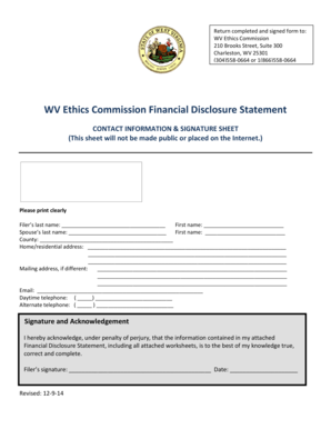 West Virginia Ethics Commission Financial Disclosure Statement