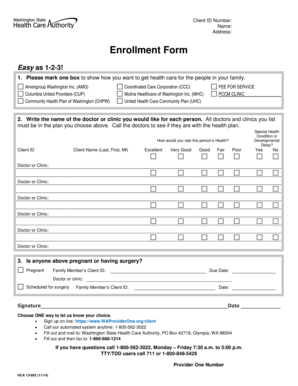 Washington Health Care Enrollment Form