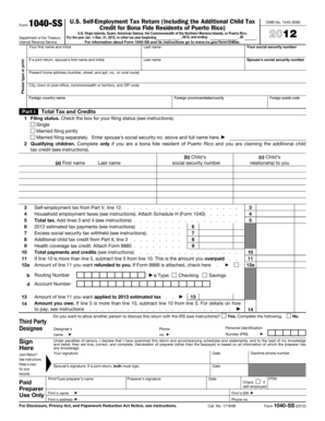 US Self-Employment Tax Return Form 1040-SS
