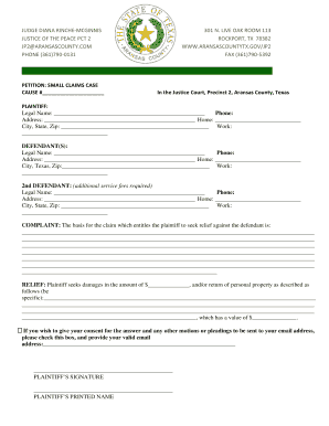 Texas Small Claims Petition