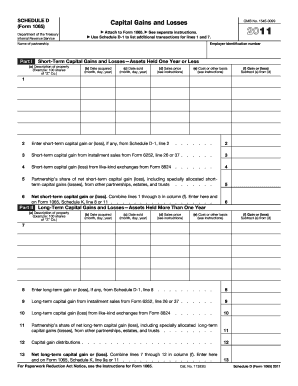 Schedule D Form 1065 Capital Gains and Losses