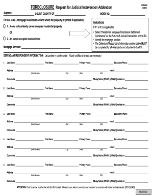Foreclosure Request for Judicial Intervention Addendum