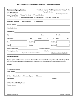 NYS Request for Card Scan Services Form
