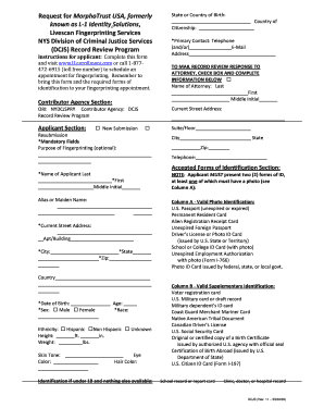 New York State Fingerprinting Application Form