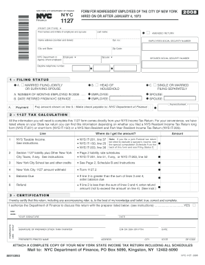 NYC Form 1127 for Nonresident Employees