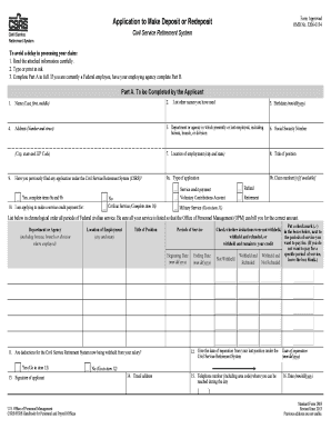 Civil Service Retirement System Deposit Application